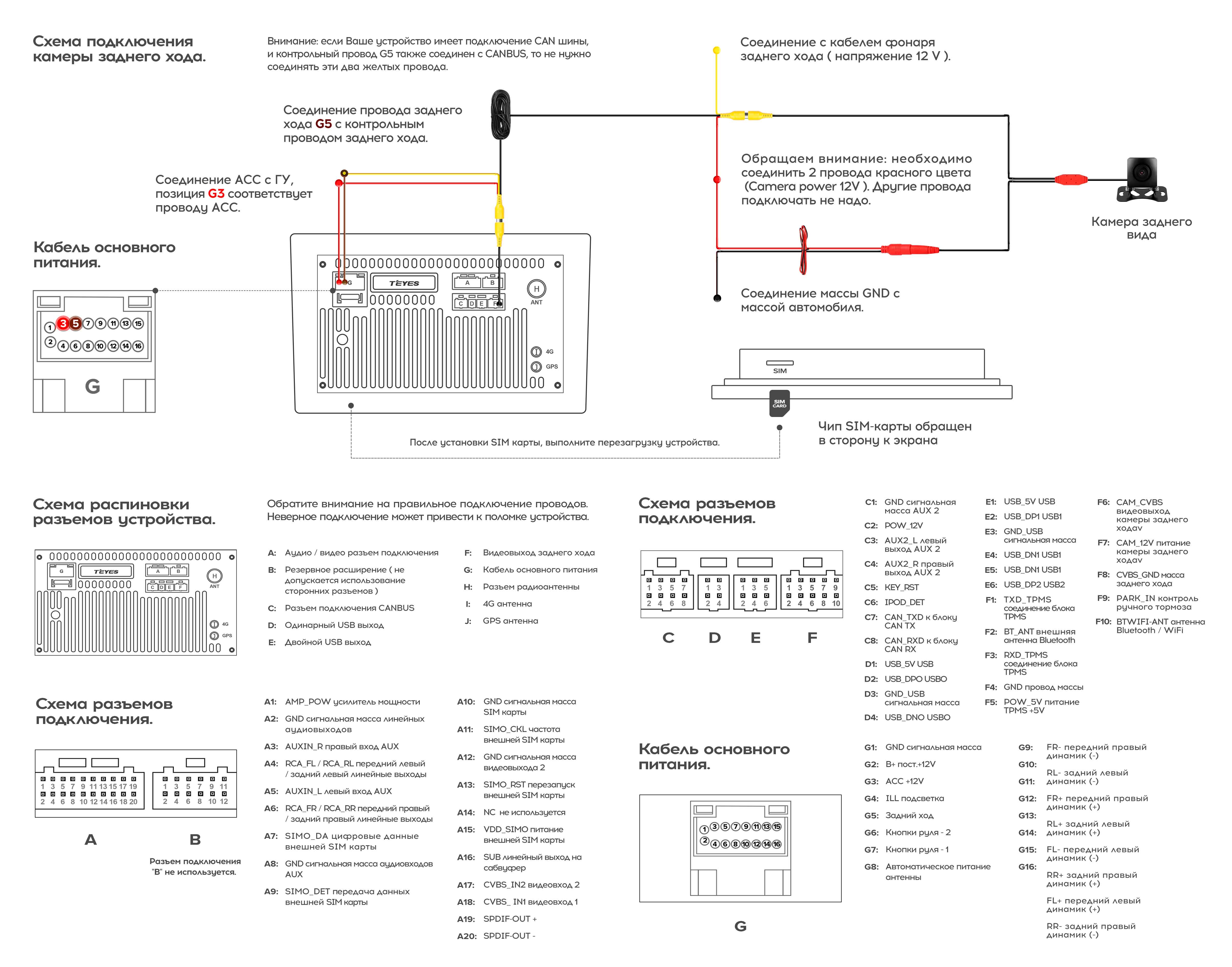 Teyes cc2 схема подключения камеры заднего вида